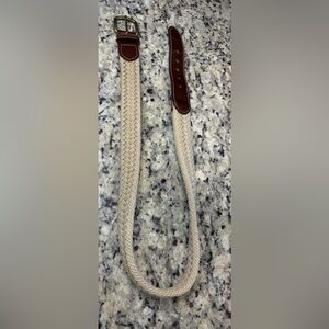 Vintage Men's Woven Beige Belt with Brass Buckle- Made in USA